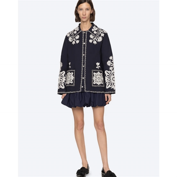 Sea New York LILIANA Applique Jacket, Navy
